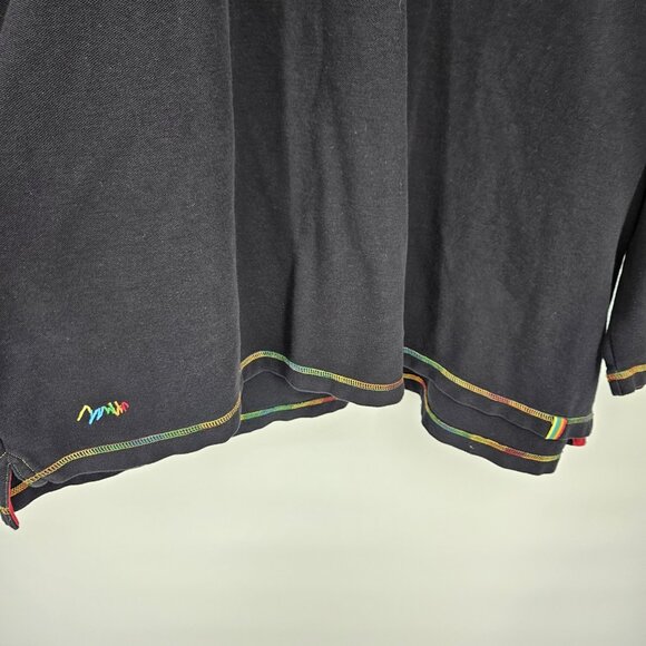 Coogi Shirt Mens 4XL Black Australia Embroidered Long Sleeve Polo Colorful Trim - Picture 9 of 13